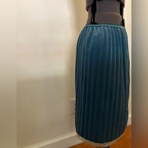 Velvet Teal Pleated Skirt